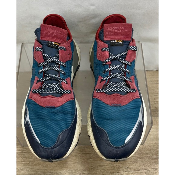 Adidas Nite Jogger Mens Sz 10 Teal Burgundy Suede Boost Sneakers EE5872 - Picture 3 of 10